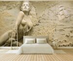 3D Relief Woman Wall Mural  Living Room Wallpaper - Image 2