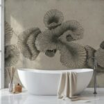 Abstract Sepia Coral Mural: Tropical Underwater Removable Wallpaper for Stylish Home Decor
