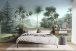 African Jungle Wallpaper Mural: Vintage Floral Animal Print,