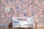 Asian Floral  Wallpaper: Pink & Green Chinoiserie Decor