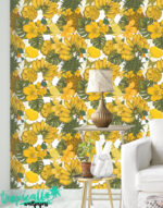 Banana Fruit Wallpaper: Floral Bird Print,  Wall Decal
