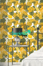 Banana Fruit Wallpaper: Floral Bird Print,  Wall Decal - Image 2