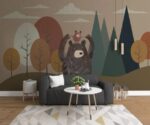 Bear & Mountains Kids Wallpaper Mural - Image 2