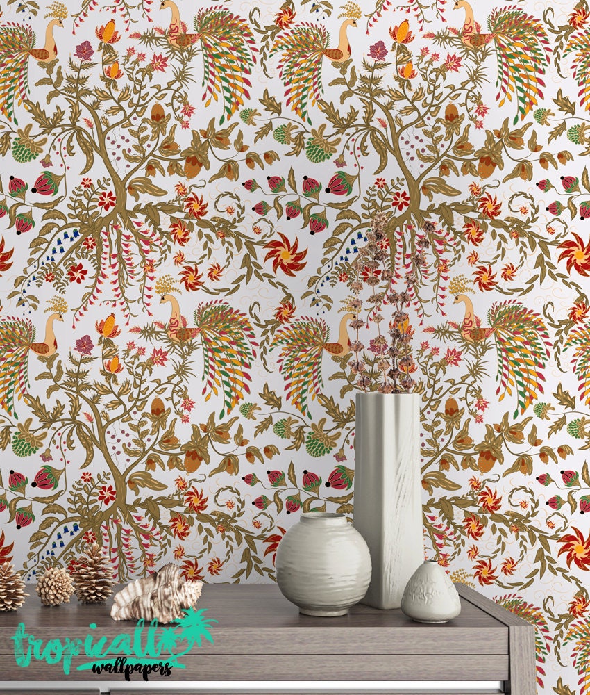 Birds of Paradise Removable Wallpaper: Tropical Garden Peel & Stick Birds of Paradise Removable Wallpaper: Tropical Garden Peel & Stick - Image 1