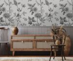 Black and White Floral Wallpaper Modern Botanical Wall Mural - Image 2