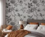 Black and White Floral Wallpaper Modern Botanical Wall Mural