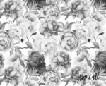 Black and White Peony Removable Wallpaper Mural: - Image 3