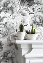 Black and White Peony Removable Wallpaper Mural: