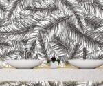 Black & White Palm Leaf Wallpaper Tropical - Image 4