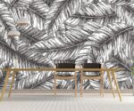 Black & White Palm Leaf Wallpaper Tropical - Image 2