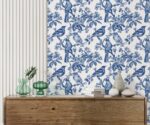 Blue Chinoiserie Wallpaper Bedroom - Image 2