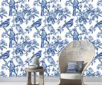 Blue Chinoiserie Wallpaper Bedroom