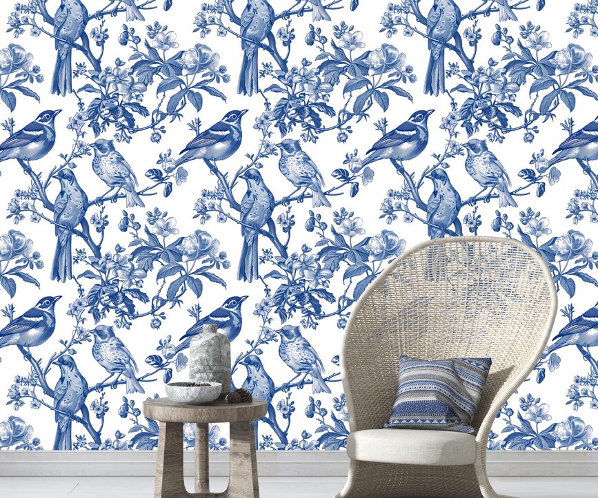 Blue Chinoiserie Wallpaper Bedroom Blue Chinoiserie Wallpaper Bedroom - Image 1