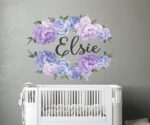 Blue Lilac Peony Flower with Name for Baby Girl Nursary - Image 4