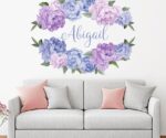Blue Lilac Peony Flower with Name for Baby Girl Nursary - Image 2