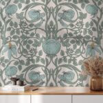Blue Pastel Art Nouveau  Wallpaper: Removable Floral Home Decor Wall Covering - Image 2