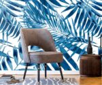 Blue Tropical Leaves Wallpaper Indigo Palm Mural - Image 3