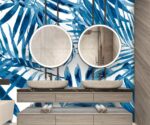 Blue Tropical Leaves Wallpaper Indigo Palm Mural