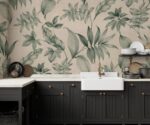 Vintage Leaf Wallpaper ?  Retro Botanical Wall Mural ? Floral Green & - Image 2
