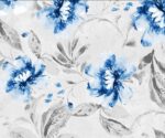 Blue Floral Wallpaper Mural   Art - Image 4