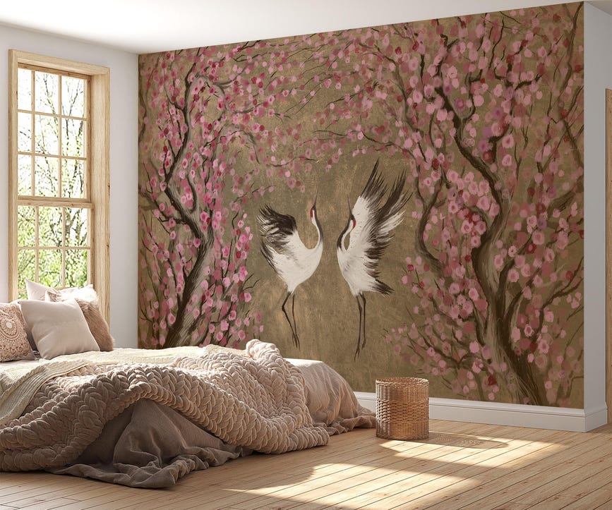 Brown Chinoiserie 4D Embossed Wallpaper Brown Chinoiserie Wallpaper - Image 1