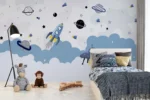 Cartoon Space Nursery Mural - Image 3
