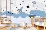 Cartoon Space Nursery Mural - Image 2