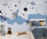 Cartoon Space Nursery Mural  Galaxy Wallpaper - Image 3