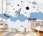 Cartoon Space Nursery Mural  Galaxy Wallpaper