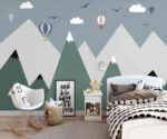 Mountain Nursery Mural Balloons & Birds  Wallpaper - Image 3