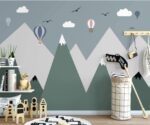 Mountain Nursery Mural Balloons & Birds  Wallpaper - Image 2