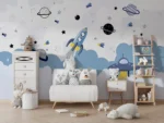 Cartoon Space Nursery Mural - Image 4