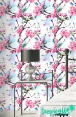 Cherry Blossom Wallpaper: Pink Floral Removable Wall Sticker - Image 2