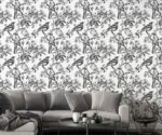 Chinoiserie Bird Wallpaper Black and White - Image 3