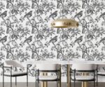 Chinoiserie Bird Wallpaper Black and White - Image 2