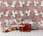 Chinoiserie Crane Birds Wallpaper Vintage Asian Floral Mural - Image 4
