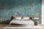 Chinoiserie Peacock Wallpaper Mural: Hand-Drawn Floral, - Image 2