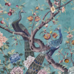 Chinoiserie Peacock Wallpaper Mural: Hand-Drawn Floral,