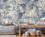 Abstract Blue Geometric Wallpaper Mural - Image 3