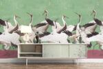 Crane Wallpaper: Japanese Chinoiserie  Mural - Image 3