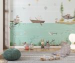 Underwater Kids Room Mural Whales Rabbits Raccoons
