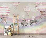 Hot air balloon wall  Sky wallpaper  Kids mural art - Image 2