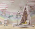 Hot air balloon wall  Sky wallpaper  Kids mural art