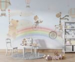 Rainbow Kids Wallpaper Mural Bear Fox Giraffe