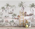Cute animals on hammock children's room wall design