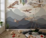 Mountain Biplane Wallpaper Kids Room Decor - Image 4