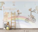 Rainbow Kids Wallpaper Mural Bear Fox Giraffe - Image 2