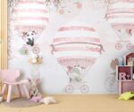 Pink Balloons Kids Wallpaper Mural Animal Hot Air Balloons - Image 2