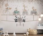 Animals on Airplane Wing Wallpaper Child Room Decor - Image 2