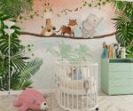 Cute Safari Animals Safari Tropical wallpaper  for kids rooms design - Image 4